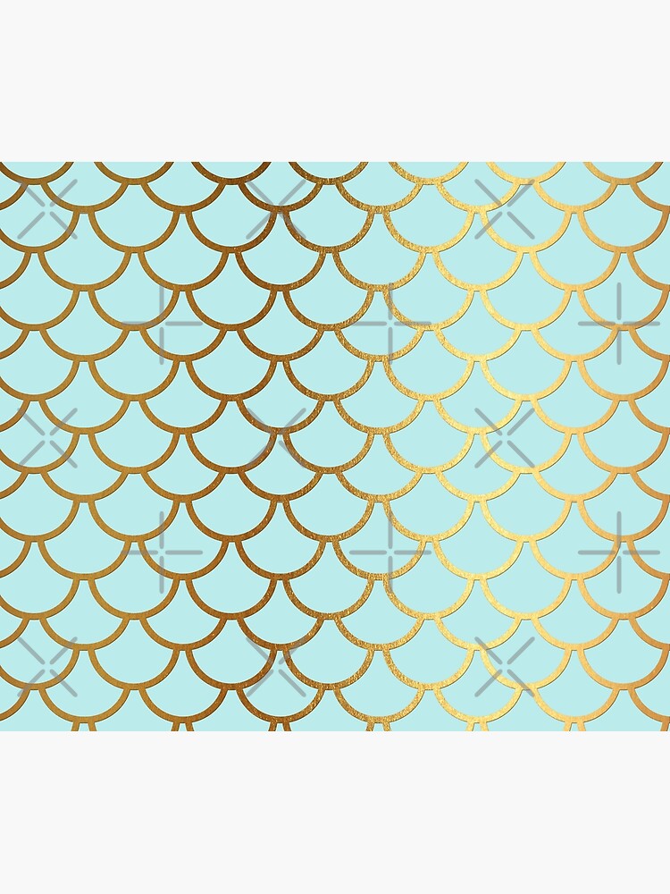 Turquoise Teal and Gold Glitter Mermaid Scales by UtArt