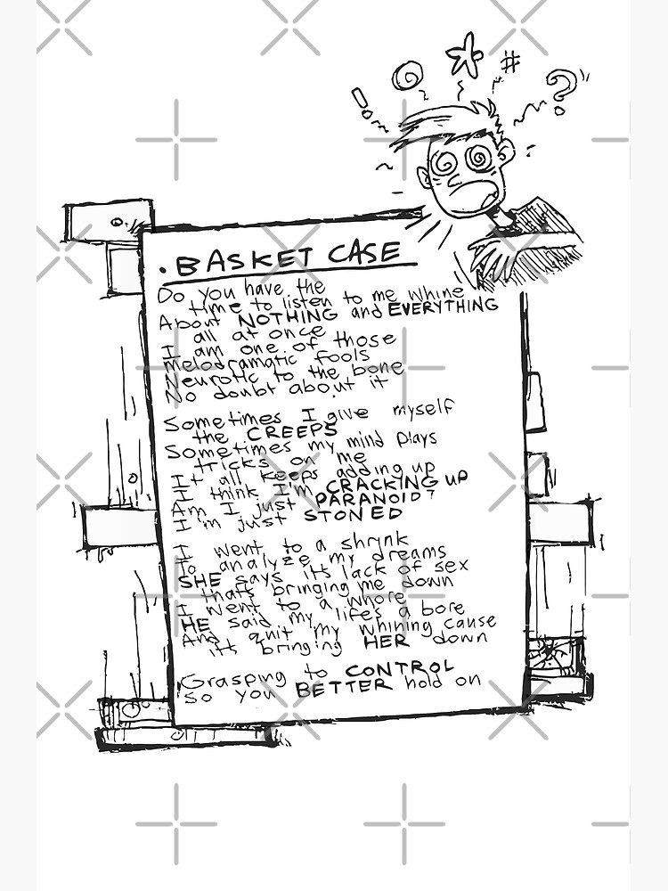 "Basket Case Lyrics" Poster for Sale by Vince19Drums Redbubble