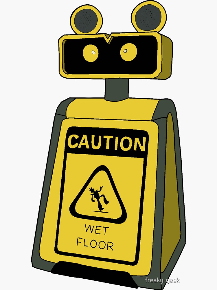 "FNAF Wet Floor Sign Bot" Sticker for Sale by freakygeek Redbubble