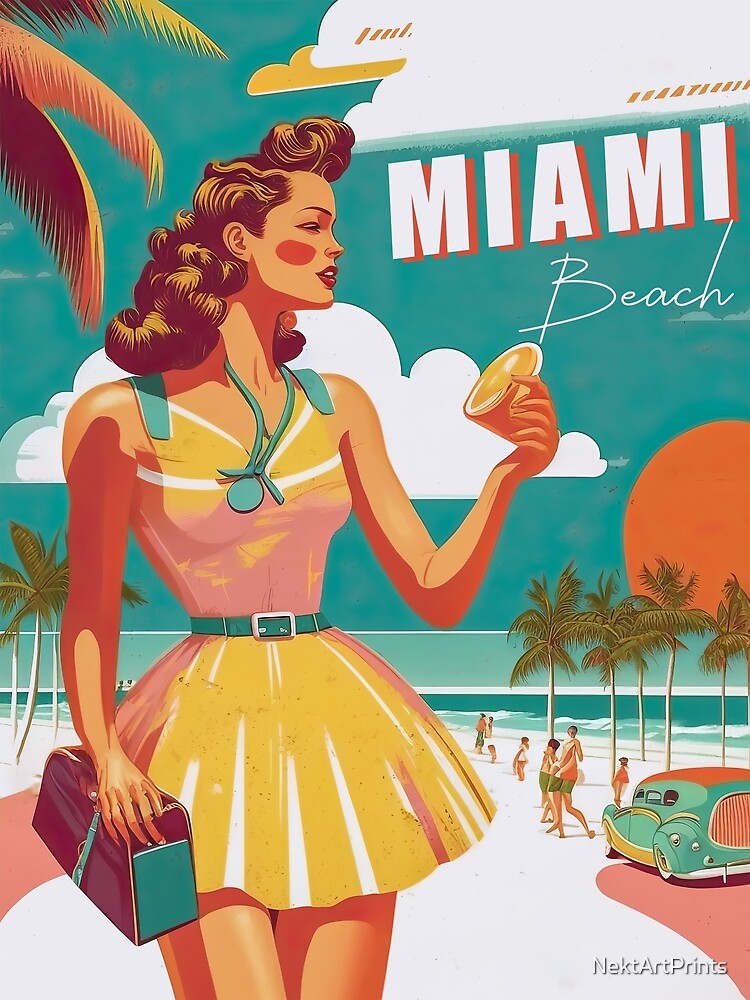 Miami Beach - Florida - Vintage Travel Poster, Retro Posters