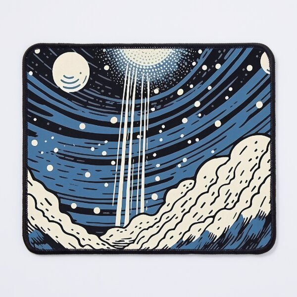 Item preview, Blue, Black, Orange, Green & White Illustration With Stars & Mountains designed and sold by GiveMeMood.