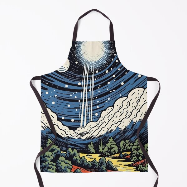 Item preview, Blue, Black, Orange, Green & White Illustration With Stars & Mountains designed and sold by GiveMeMood.