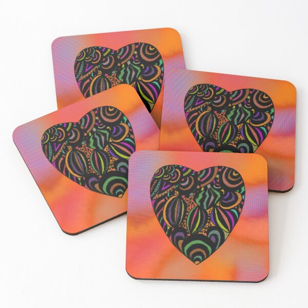 Item preview,   Patterned Retro 80s Style  Multi Colour  Heart Print  designed and sold by LynseysArtShop.