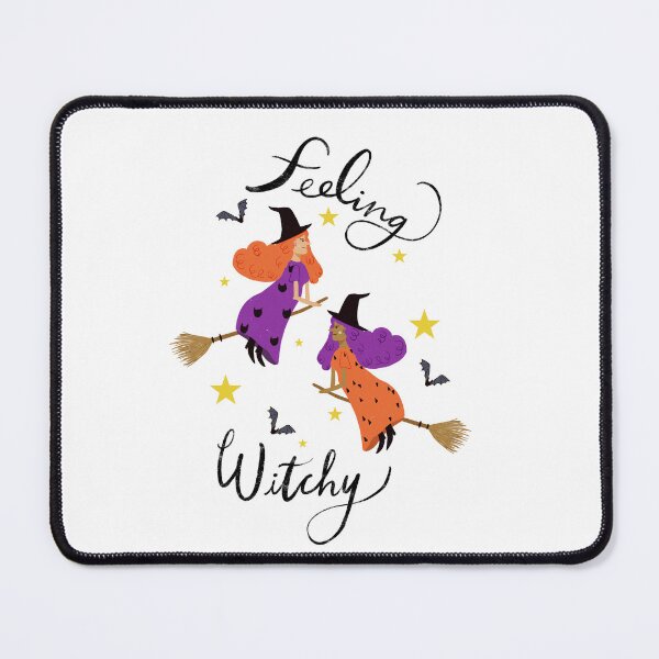Item preview, "Feeling Witchy" - Hand lettered // Orange & Purple haired witches (Halloween design) designed and sold by maddydoodlesoup.