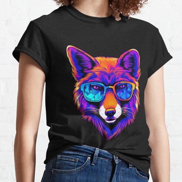 Neon Fox with Sunglasses (2) Classic T-Shirt