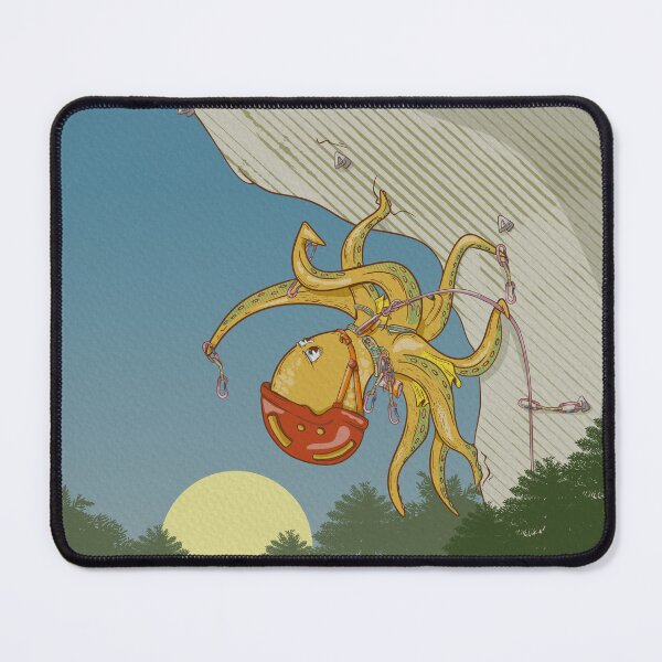 Item preview, Octopus rock climbing funny cartoon designed and sold by piedaydesigns.