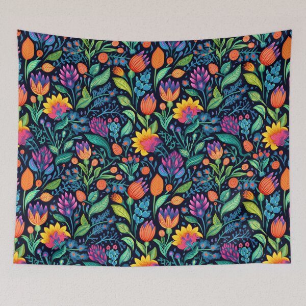 Item preview, Vibrant Floral - Orange, Purple, and Blue - Organic Abstract Art - Original Artwork Pattern designed and sold by ShadedGallery.