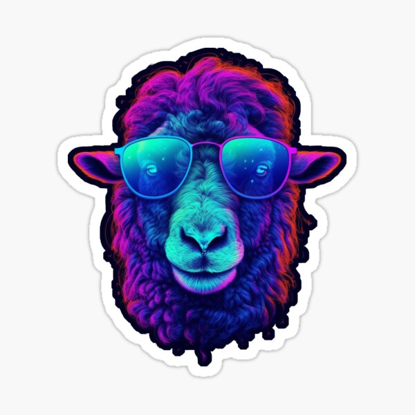 Neon Sheep with Sunglasses (1) Sticker