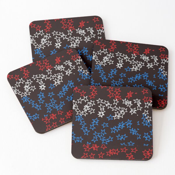 Item preview, Blue White Red Stars black bg designed and sold by awsomepatterns.