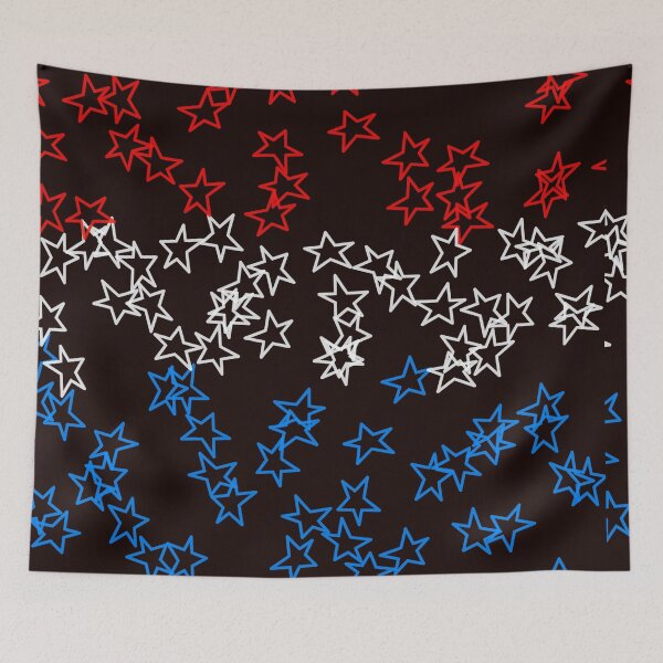 Item preview, Blue White Red Stars black bg designed and sold by awsomepatterns.