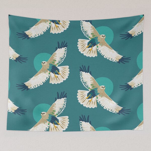 Item preview, Iconic birds of prey pattern with Marsh Harriers 1. Teal designed and sold by Dominiquevari.