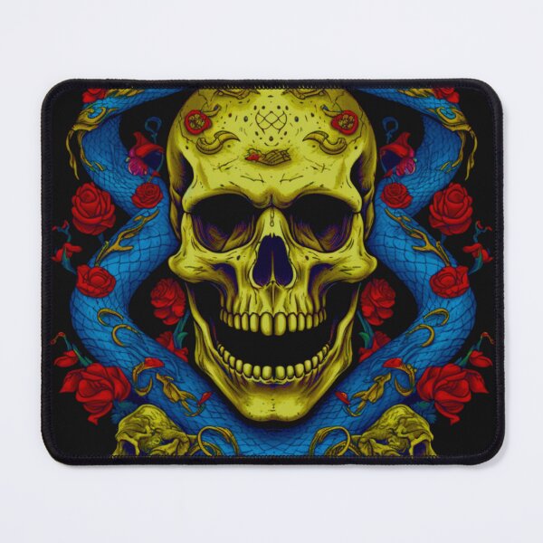 Item preview, tattoo skull with snake designed and sold by Bohabaz.