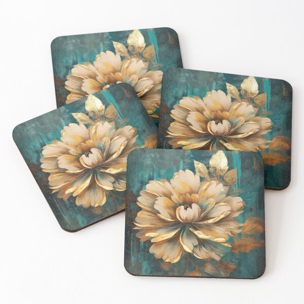 Item preview, Orange Golden Flower Cyan Vintage Background designed and sold by MargaretWiktor.