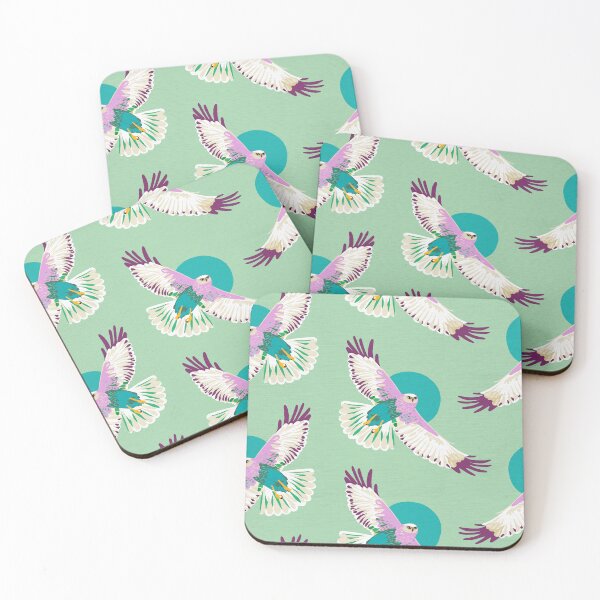 Item preview, Iconic birds of prey pattern with Marsh Harriers 3. Mint green and Pink designed and sold by Dominiquevari.