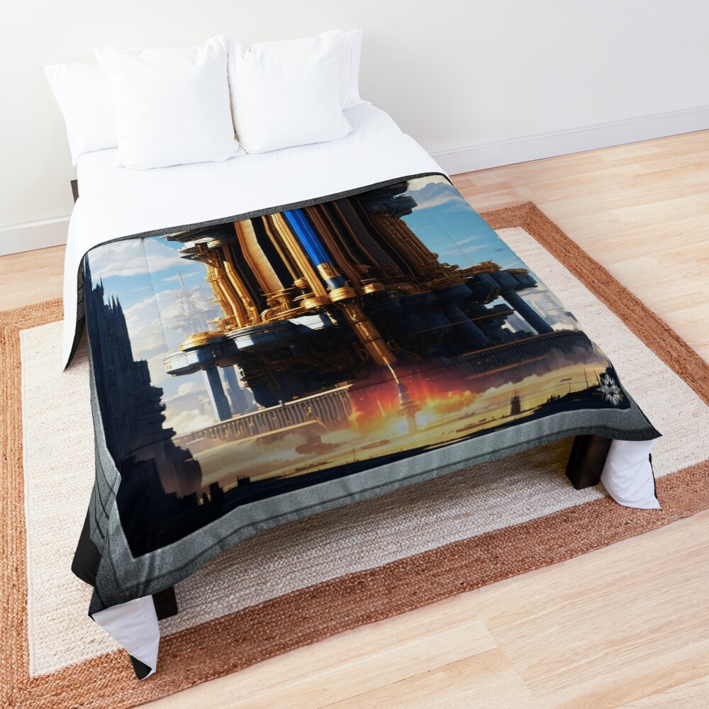 Vent Failure At Processing Unit A113P2CVM Sci-Fantasy AI Concept Art by Xzendor7 Decorative Comforter