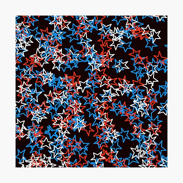 Item preview, Scattered Blue White Red Stars black bg designed and sold by awsomepatterns.