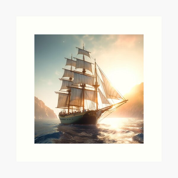 Item preview, Old-Time Schooner: A Beautiful and Nostalgic Print designed and sold by MaisiePumpkin.