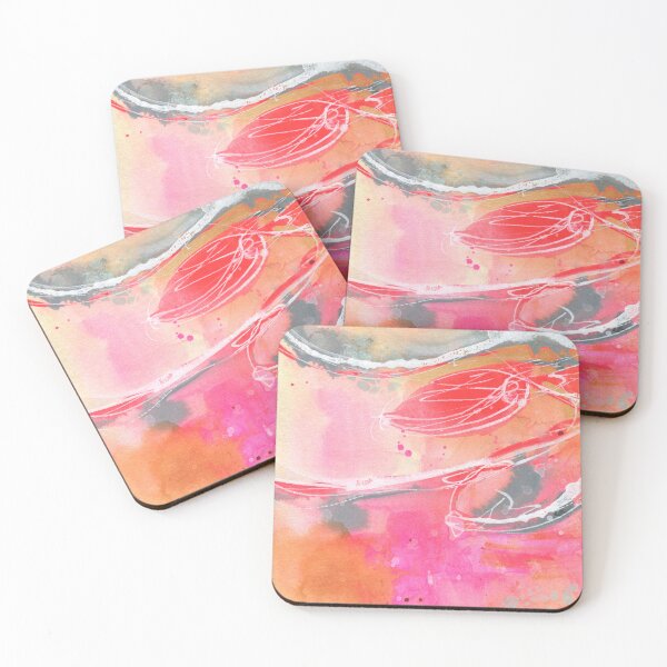 Item preview, Abstract hot pink, coral and yellow painting designed and sold by AnissaF.
