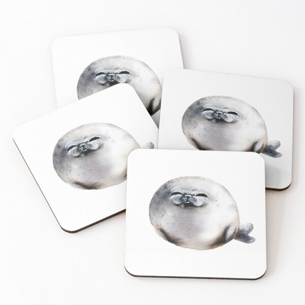 Item preview, Happy Fat Seal watercolour painting designed and sold by Funsize-Art.