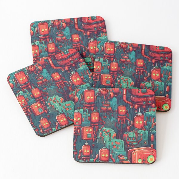 Item preview, Retro Robots - Organic Abstract Art - Original Artwork Pattern designed and sold by ShadedGallery.