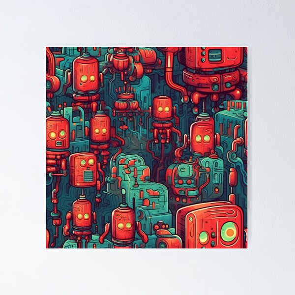 Item preview, Retro Robots - Organic Abstract Art - Original Artwork Pattern designed and sold by ShadedGallery.