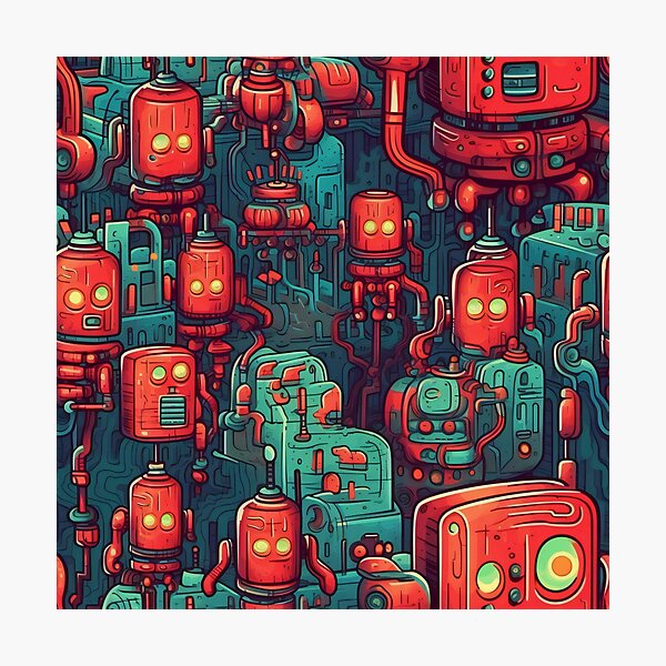 Item preview, Retro Robots - Organic Abstract Art - Original Artwork Pattern designed and sold by ShadedGallery.