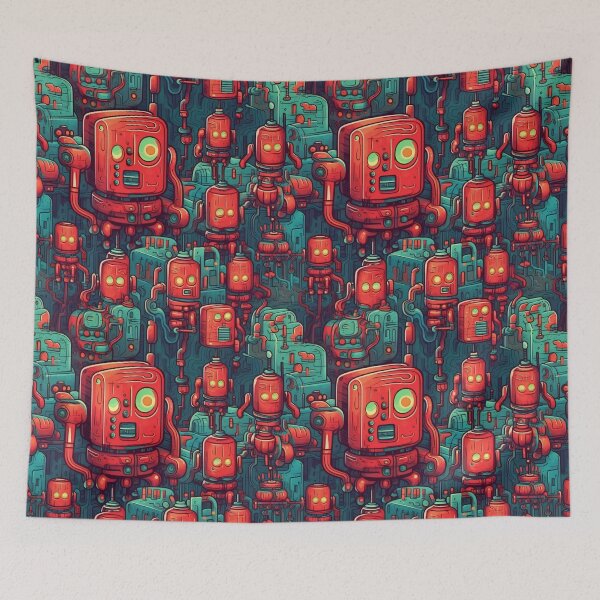 Item preview, Retro Robots - Organic Abstract Art - Original Artwork Pattern designed and sold by ShadedGallery.