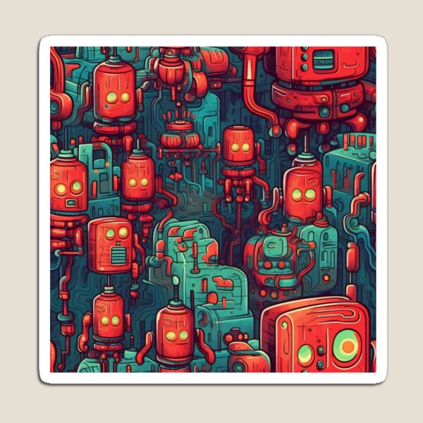 Item preview, Retro Robots - Organic Abstract Art - Original Artwork Pattern designed and sold by ShadedGallery.