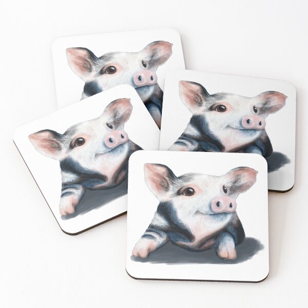 Item preview, Cute Spotted Pig acrylic painting designed and sold by Funsize-Art.
