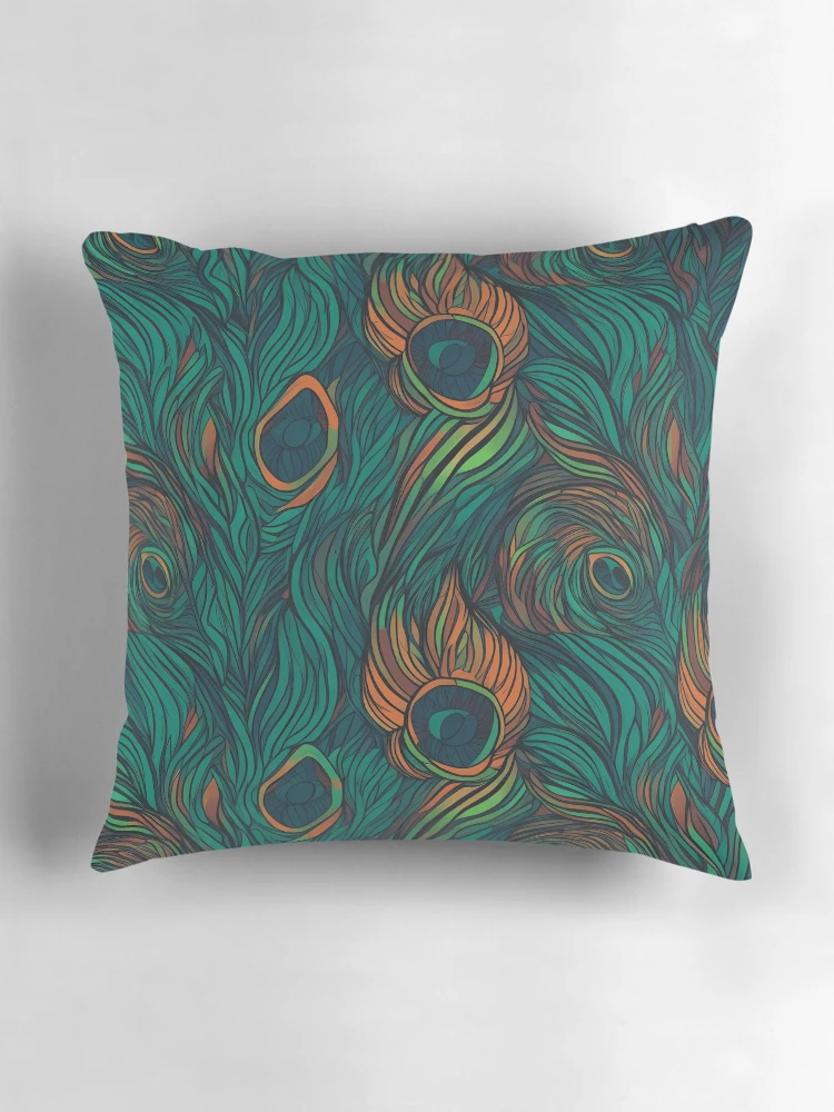 Thumbnail 3 of 4, Pillow, Peacock Pattern designed and sold by InfinityPattern.