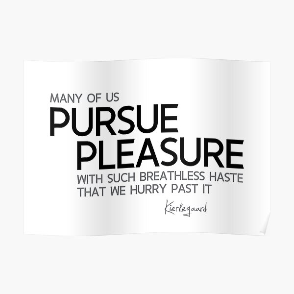 pursue pleasure - kierkegaard Poster