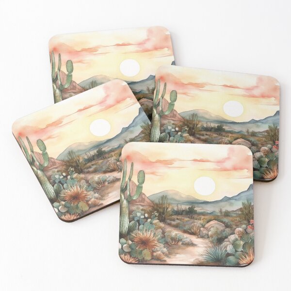 Item preview, A Serene Desert Sunrise- Boho Desert Landscape Watercolors designed and sold by GVRDesign.