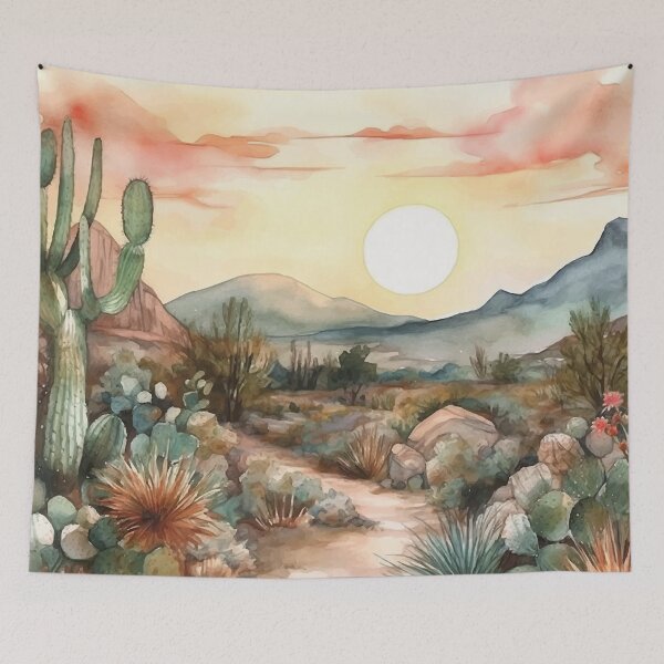 Item preview, A Serene Desert Sunrise- Boho Desert Landscape Watercolors designed and sold by GVRDesign.