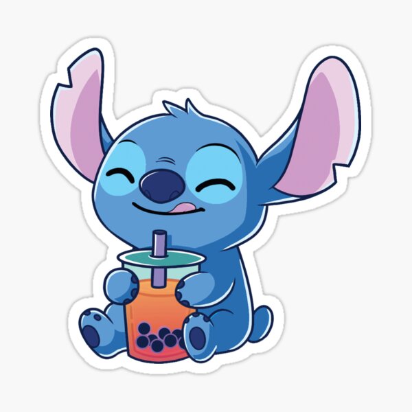 Cute Stitch Drinking Bubble Tea Sticker for Sale by paigemcgowan