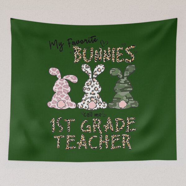 Item preview, My Favorite Bunnies Call Me 1st Grade Teacher Leopard Easter 	 	 designed and sold by ngkrtvrzddk30.