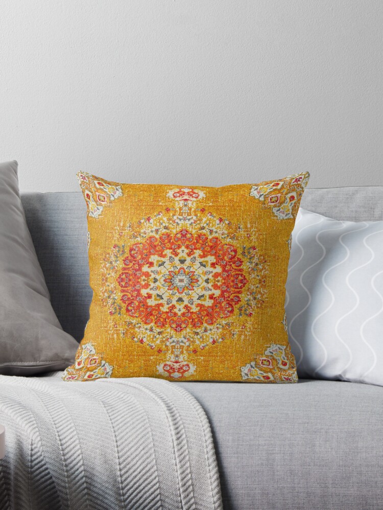 boho throw pillow, diversity mid century inspired, geometric