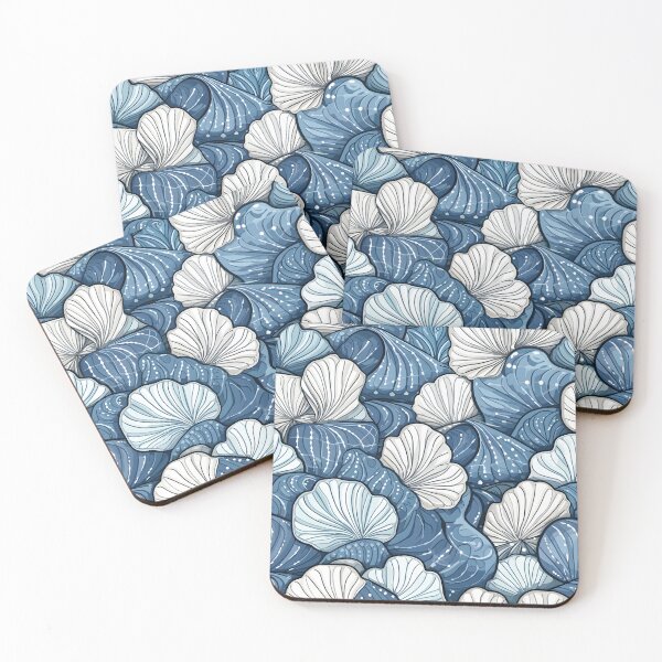 Item preview, White and Blue Ocean Seashells Pattern designed and sold by palaco210.