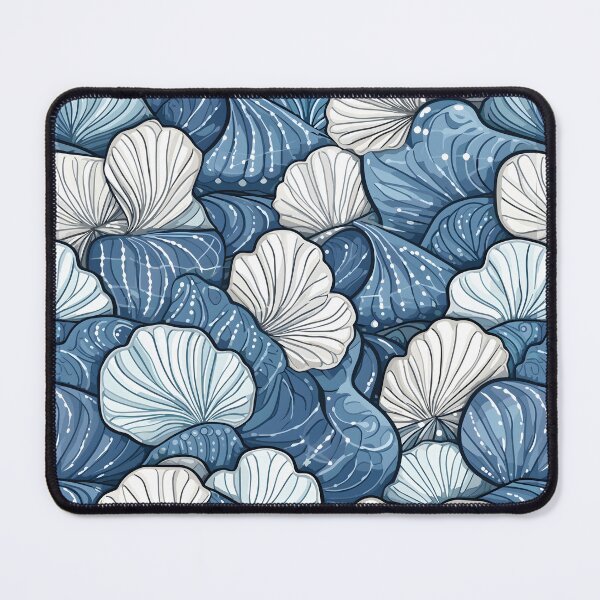 Item preview, White and Blue Ocean Seashells Pattern designed and sold by palaco210.