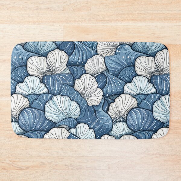 Item preview, White and Blue Ocean Seashells Pattern designed and sold by palaco210.