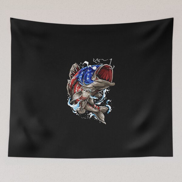 Item preview, Fishing Bass Fish US American Flag Patriotic Fishing Fisher designed and sold by NishiHayer.