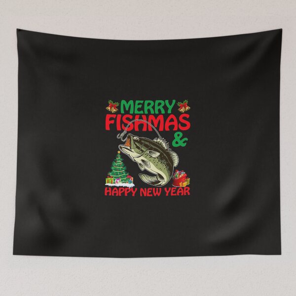 Item preview, Fishing Bass Fishing Merry Fishmas And Happy New Year Christmas Fisher designed and sold by NishthaAgarwals.
