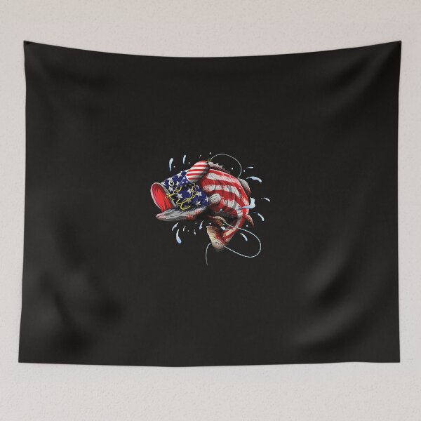Item preview, Fishing Bass Fishing US Flag 4th July Fish Angler Dad Fathers Day Fisher designed and sold by NishthaAgarwals.