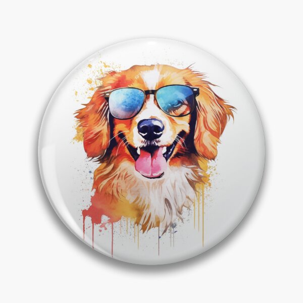 Aperçu de l'œuvre Chien de lunettes de soleil dans une belle aquarelle créée et vendue par AdventurerPack.