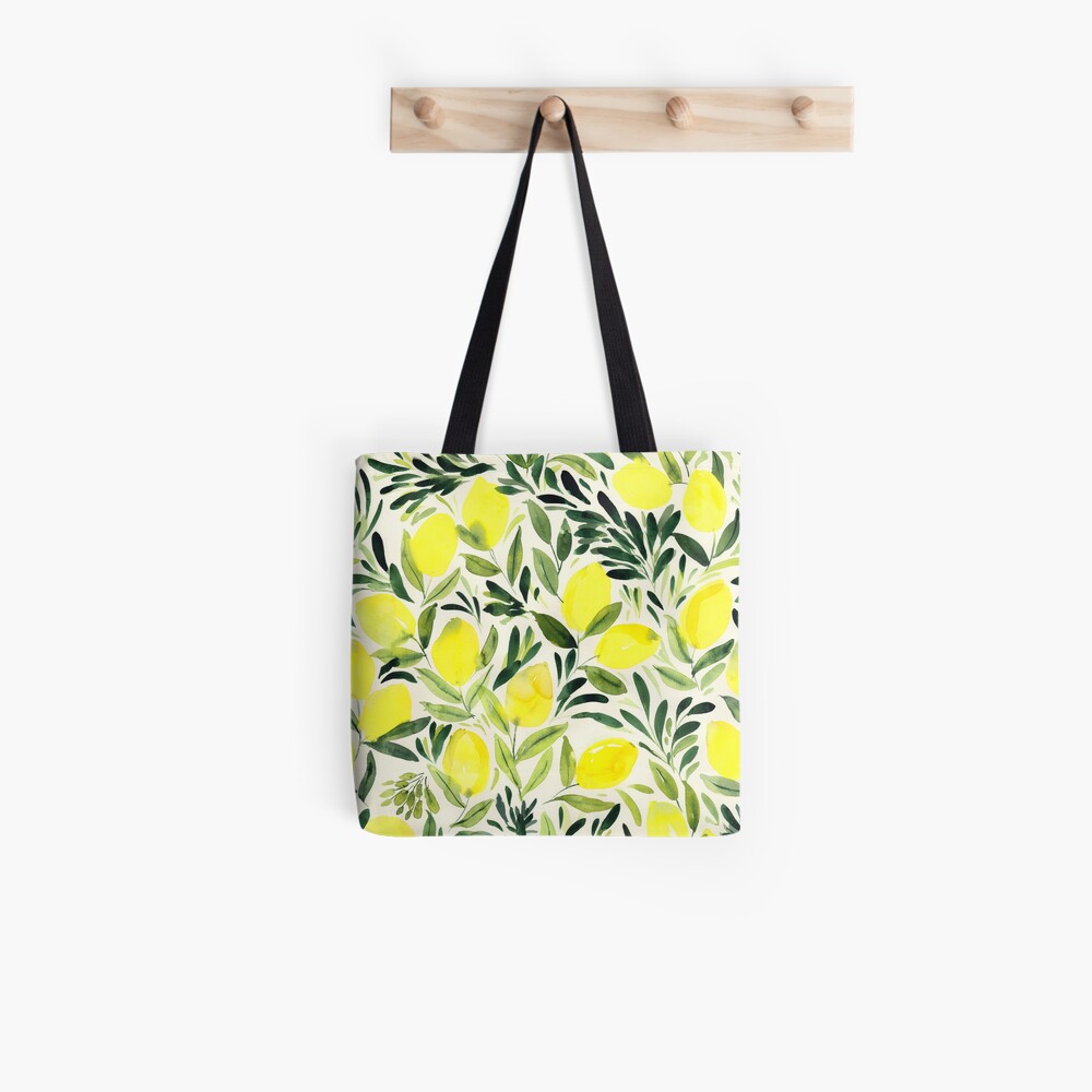 Lemons watercolor on creme white Tote Bag