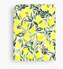 Lemons watercolor on creme white Canvas Print