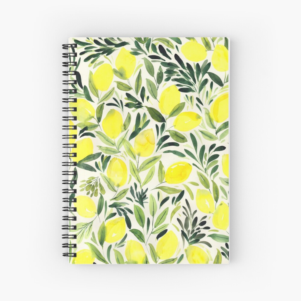 Lemons watercolor on creme white Spiral Notebook