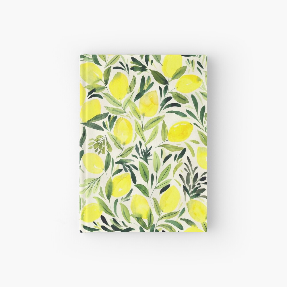 Lemons watercolor on creme white Hardcover Journal