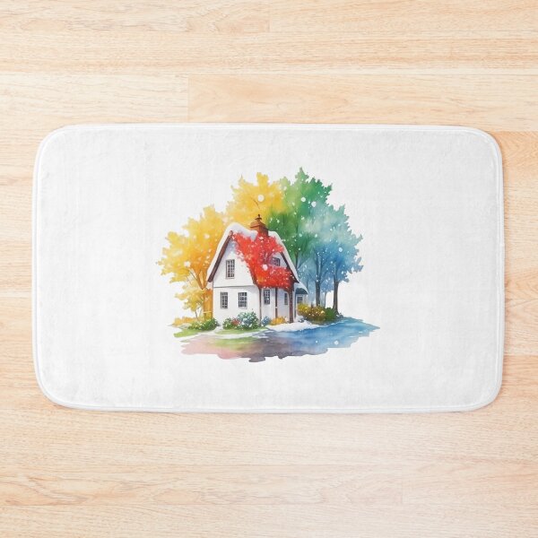Item preview, Watercolor English cottage house with Autumm and showing outdoor. designed and sold by Jayjaynaenae.
