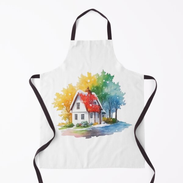 Item preview, Watercolor English cottage house with Autumm and showing outdoor. designed and sold by Jayjaynaenae.