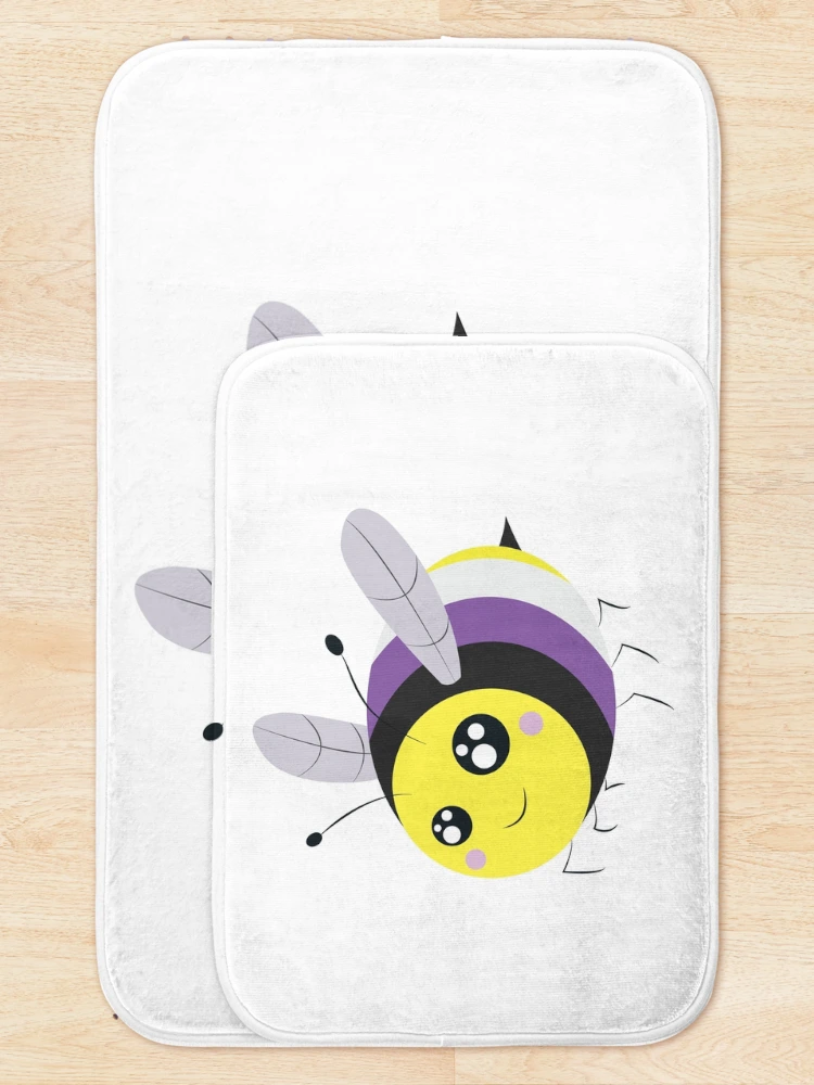 Thumbnail 5 of 6, Bath Mat, non-binary pride bee! designed and sold by plotDriving-NPC.